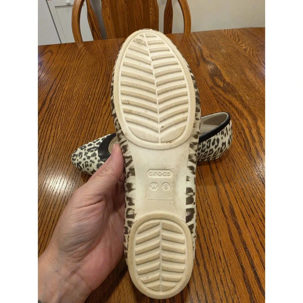 Crocs Leopard Print Cheetah‎ Print Slip On Ballet Flat Size 8 Mob Wife Eclectic